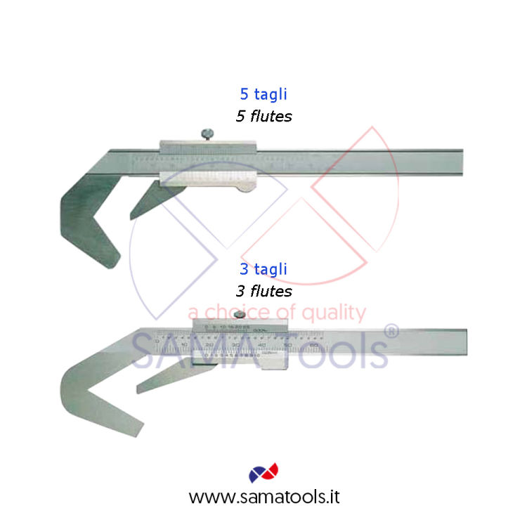 V anvil calipers (3 or 5 flutes)