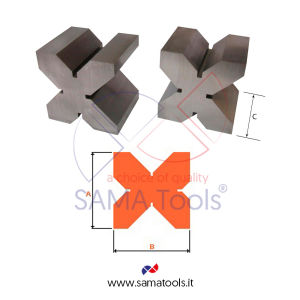 Coppia paralleli a croce in acciaio indeformabile C45 DIN876 Toll. 1/100 - 120x90x60mm