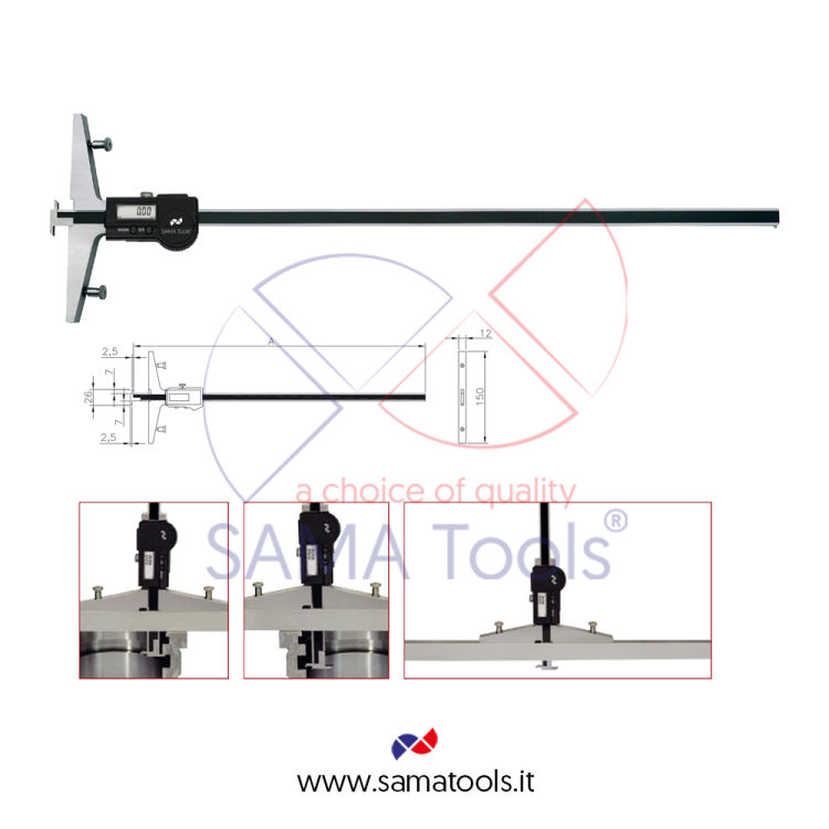 Calibro Digitale di profondità IP67 a ponte mobile (opzionale) con elettronica Sylvac e uscita dati -