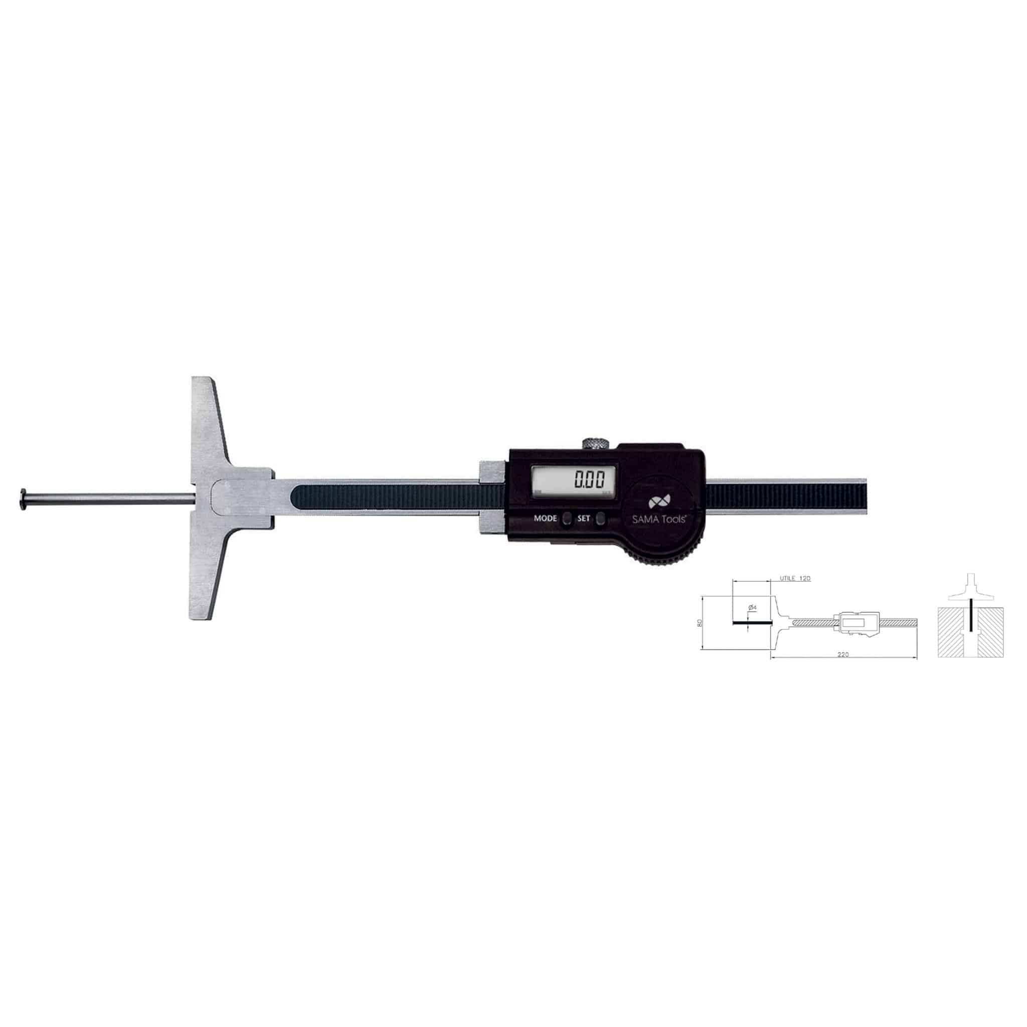 IP67 digital depth caliper for small holes and grooves | SAMA Tools
